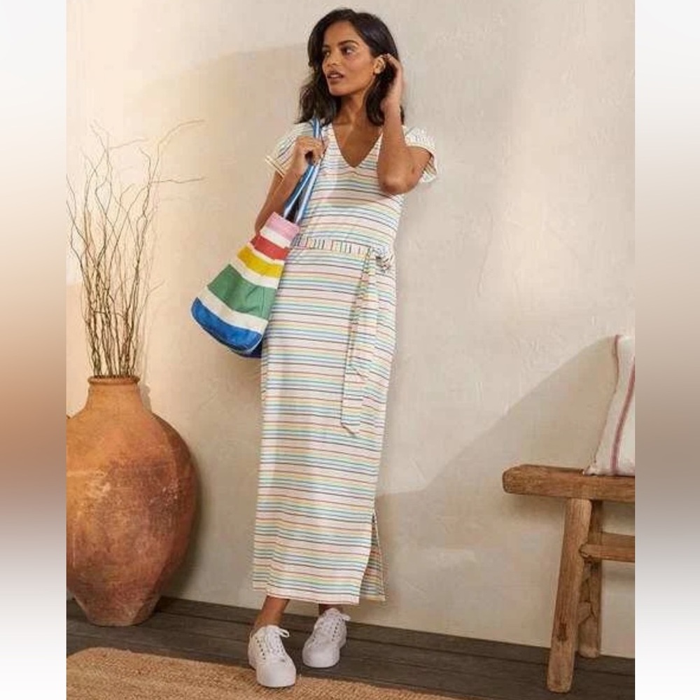 Boden Ella Maxi Dress in the Summer Rainbow Multi Breton pattern Size 16/18R